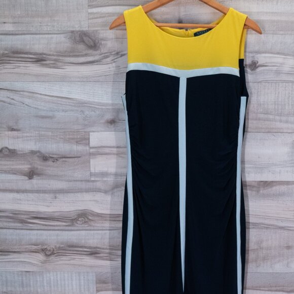 Ralph Lauren Women's Stretch Sheath Dress Navy Blue - Picture 2 of 7